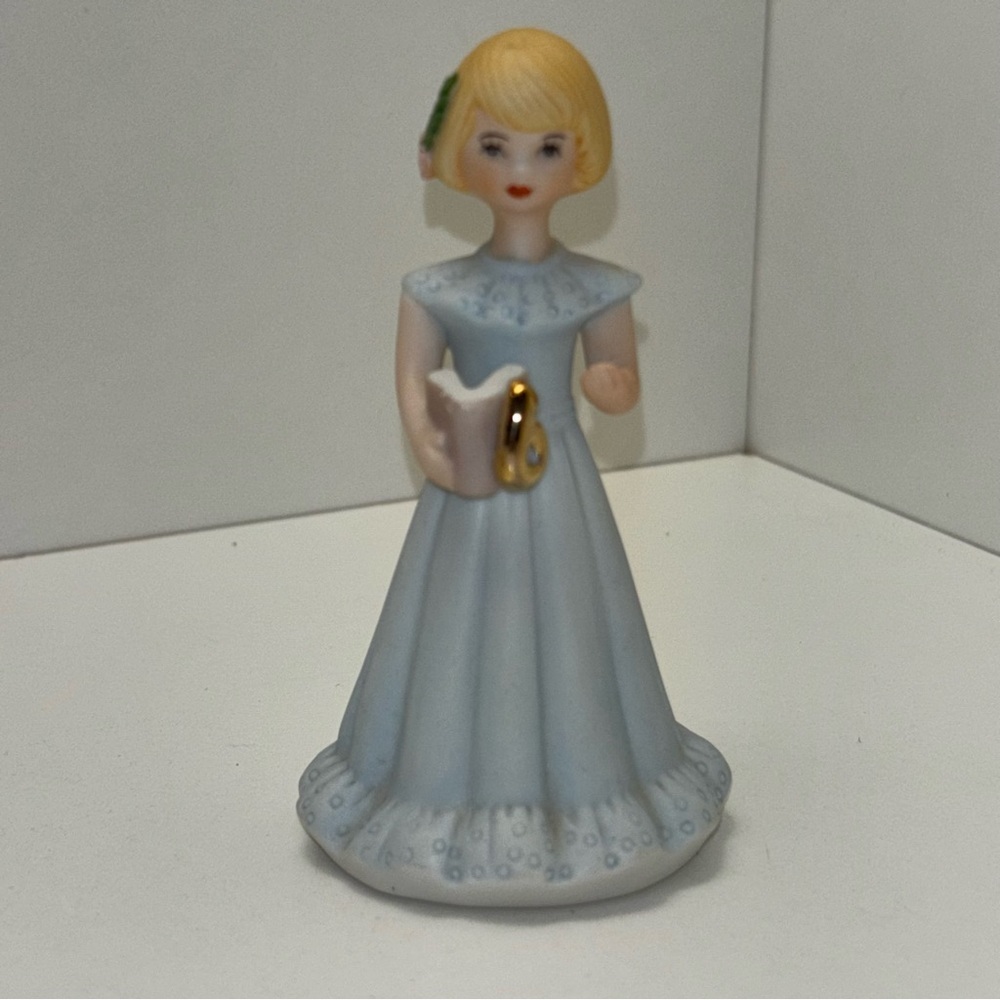 Enesco 1981 bisque porcelain “Growing Up Birthday Girls” age 6 figurine.